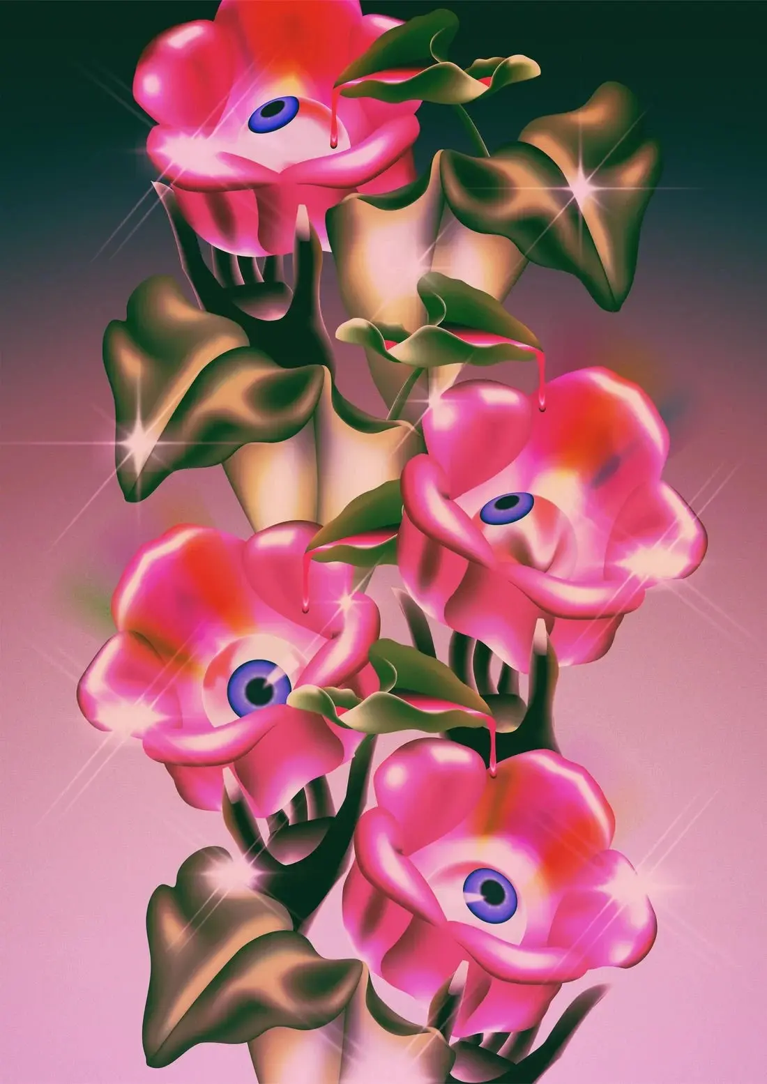 Eyes, Hands, & Pink Flowers - Image 2